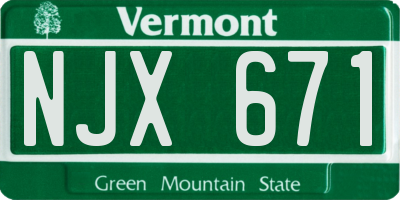 VT license plate NJX671