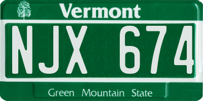 VT license plate NJX674