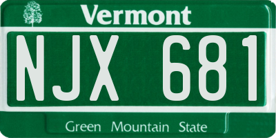 VT license plate NJX681