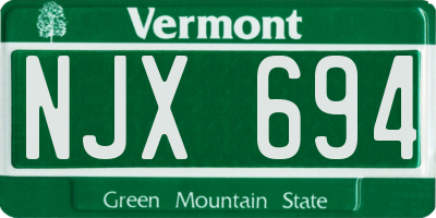 VT license plate NJX694