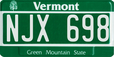 VT license plate NJX698