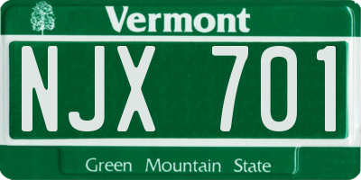 VT license plate NJX701