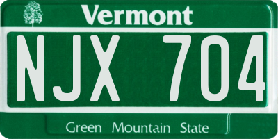 VT license plate NJX704