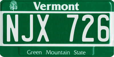 VT license plate NJX726