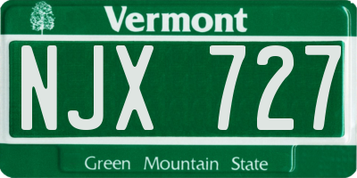 VT license plate NJX727