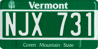 VT license plate NJX731