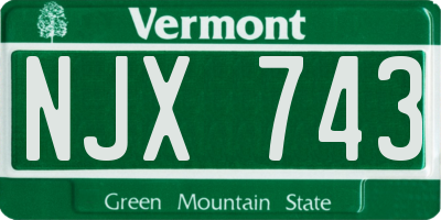 VT license plate NJX743