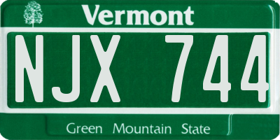 VT license plate NJX744