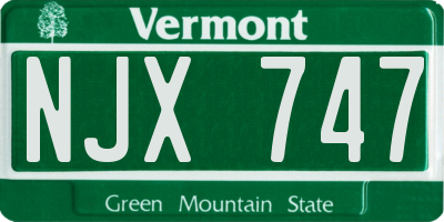 VT license plate NJX747