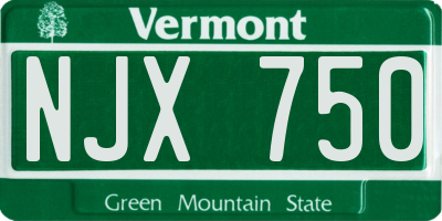 VT license plate NJX750