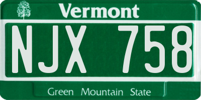 VT license plate NJX758