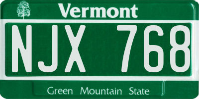 VT license plate NJX768