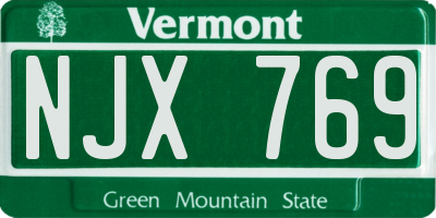 VT license plate NJX769