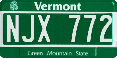VT license plate NJX772