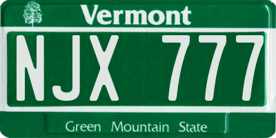 VT license plate NJX777
