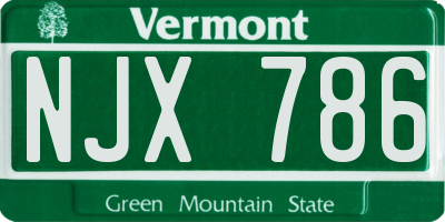 VT license plate NJX786