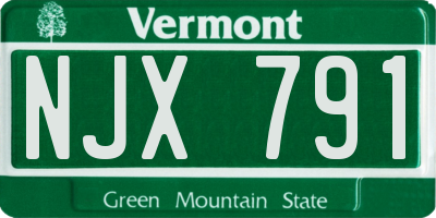 VT license plate NJX791