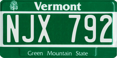 VT license plate NJX792