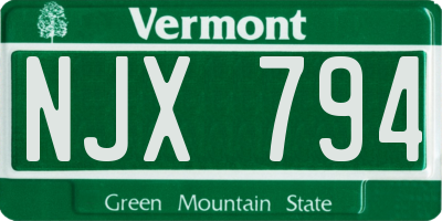 VT license plate NJX794