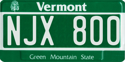 VT license plate NJX800