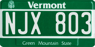 VT license plate NJX803