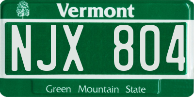 VT license plate NJX804