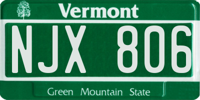 VT license plate NJX806