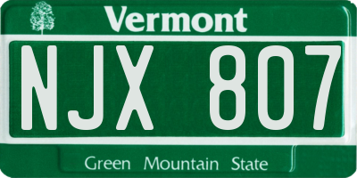 VT license plate NJX807
