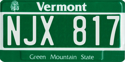 VT license plate NJX817