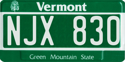 VT license plate NJX830