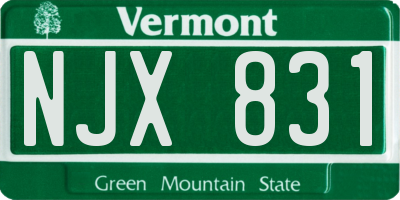 VT license plate NJX831