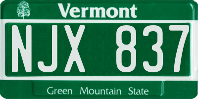 VT license plate NJX837