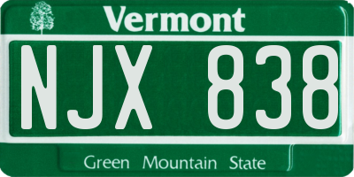 VT license plate NJX838