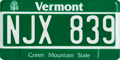VT license plate NJX839