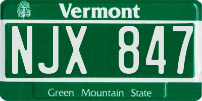 VT license plate NJX847