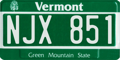 VT license plate NJX851
