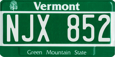 VT license plate NJX852