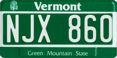 VT license plate NJX860