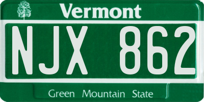 VT license plate NJX862