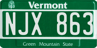 VT license plate NJX863