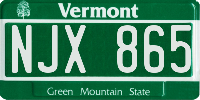 VT license plate NJX865