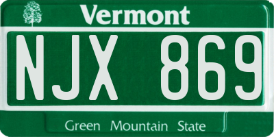 VT license plate NJX869