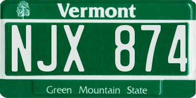 VT license plate NJX874