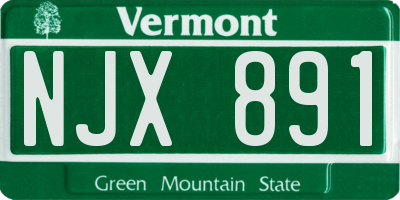 VT license plate NJX891