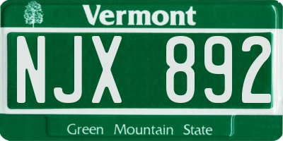 VT license plate NJX892