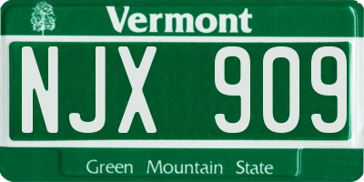 VT license plate NJX909