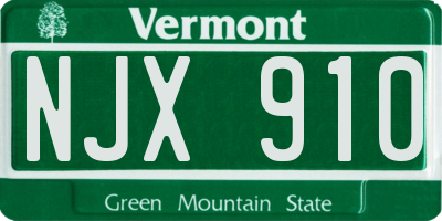 VT license plate NJX910