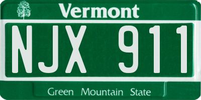 VT license plate NJX911
