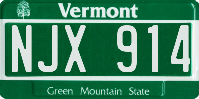 VT license plate NJX914