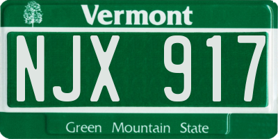 VT license plate NJX917